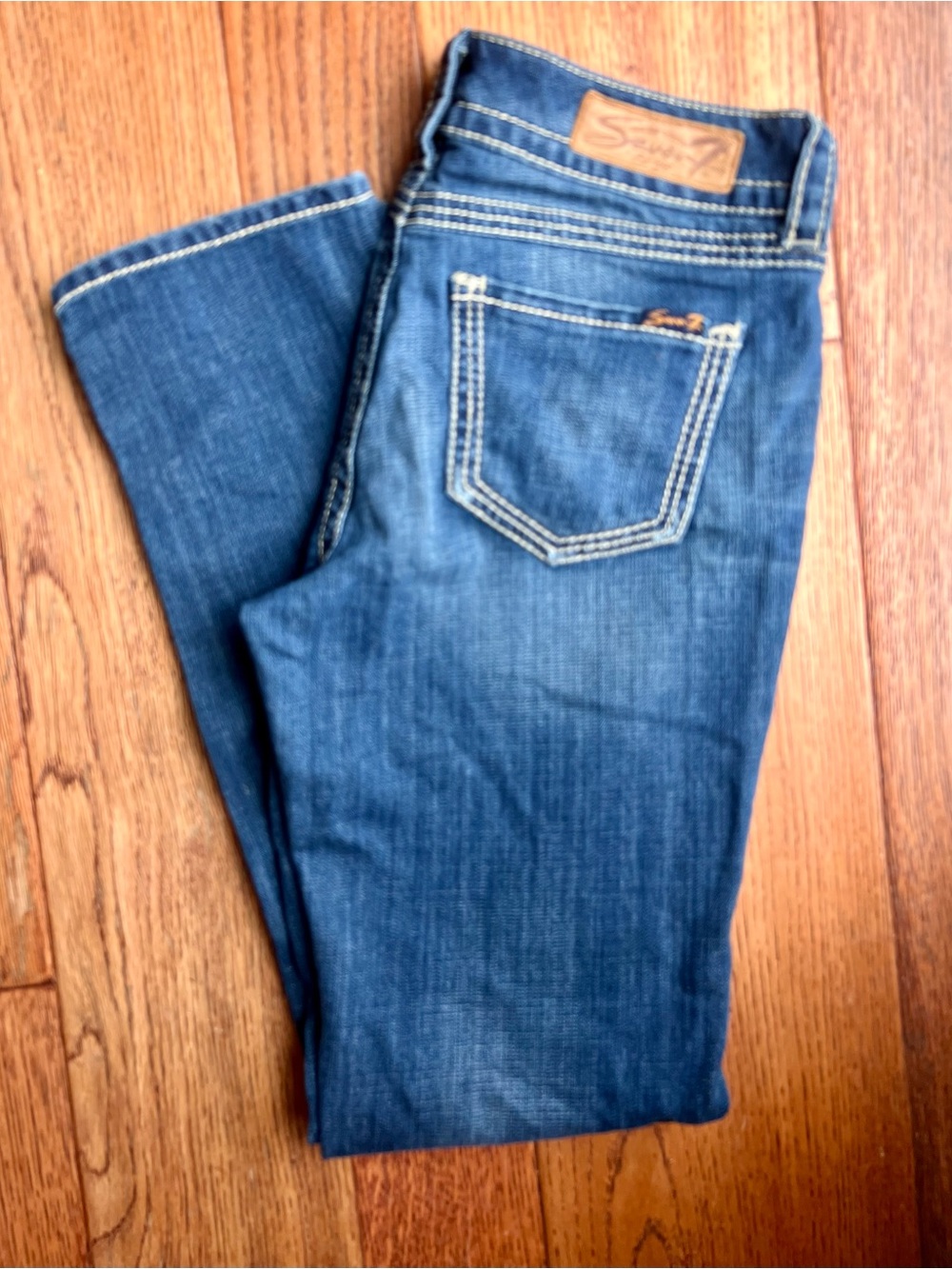 Seven7 Women's Dark Blue Slim Straight Jeans, Size 30